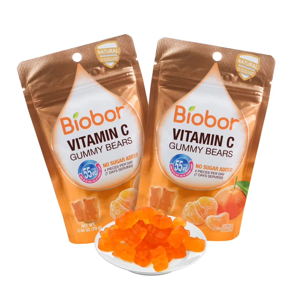 Biobor tanpa pengawet rasa buatan tanpa warna alami ditambahkan jeruk rasa Vitamin C Gummy beruang permen gula Fre