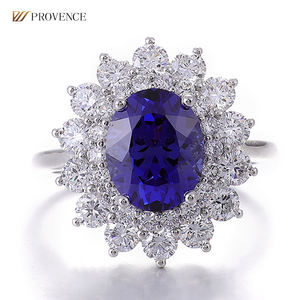 3ct Sapfire अंडाकार कट लैब उगाई हुई जेमस्टोन 18k सोने के ठीक गहने रिंग नई डिजाइन लैब ने बनाया सैपफायर दुल्हन गहने सेट शादी - Product Image 1