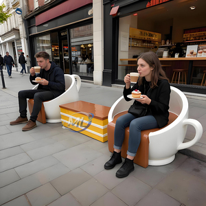 Juego de Mesa y Sillas de Fibra de Vidrio para Exteriores, Moderno, Duradero y de Lujo, para Cafetería, Centro Comercial - Product Image 5