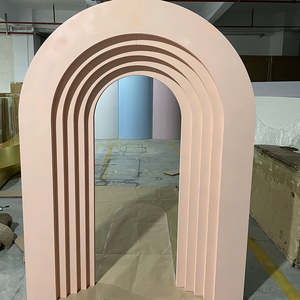 Moderne Aangepaste Pvc Acryl Roze Witte Rimpel Boog Baby Shower Verjaardagsfeestje Achtergrond Podium Voor Bruiloft Evenement Decoraties - Product Image 5