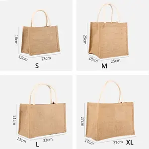 Sacola Tote de Juta e Linho em Branco Personalizável com Logotipo em Vários Tamanhos para Compras e Praia - Product Image 6