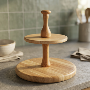 Premium Wooden 2 <b>Tier</b> <b>Cake</b> Stand with Smooth Finish Sturdy Handmade Design Ideal for Desserts Snacks Display Decor - Product Image 1