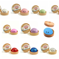 Jouets Squishy en forme de boulette de 8,5 cm avec cuiseur vapeur, jouet anti-stress souple à presser, en couleurs unies et scintillantes