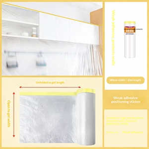 Film <span class=keywords><strong>de</strong></span> masquage pour <span class=keywords><strong>peintre</strong></span> <span class=keywords><strong>de</strong></span> qualité supérieure |   Papier épais + film PE |   Haute adhérence |   Protection contre la poussière et la peinture pour meubles et décorations - Product Image 6