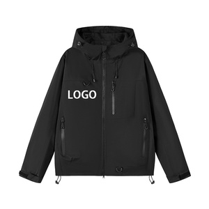Veste coupe-vent imperméable de haute qualité, fermeture éclair, veste décontractée de couleur unie, blouson homme à capuche - Product Image 1