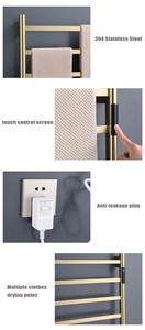 <span class=keywords><strong>Toallero</strong></span> Calefactor de Acero Inoxidable <span class=keywords><strong>Dorado</strong></span> Cepillado para Baño, Montado en Pared - Product Image 4