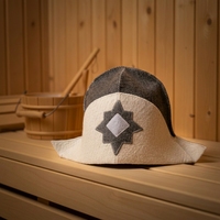 Chapeau de sauna en feutre de laine à motif étoile contrastant, broderie géométrique, style ethnique, épaissi, isolation thermique, fabriqué en Chine