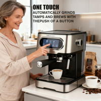 Machine à café expresso semi-automatique avec écran numérique pour la maison, le bureau, le café, le barista, utilisation facile pour la préparation du café