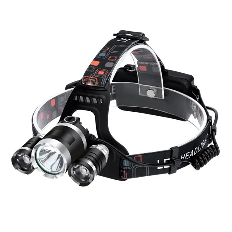 Bright 3 Led Front Headlight Waterproof Plastic Hiking Headlamp Adjustable Head Linternas Frontales Recargable