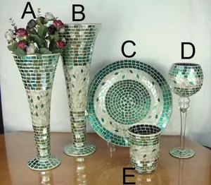YIXIN Hot Sale Dekoration farbiges Mosaik rechteckige Glasboden vase Mosaik glasvase für Haupt dekoration