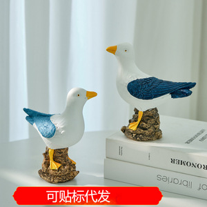 Figurines décoratives en résine de mouette, statues d'oiseaux pour la décoration de la maison, modèle artisanal artistique, ornements de style méditerranéen, animaux - Product Image 5