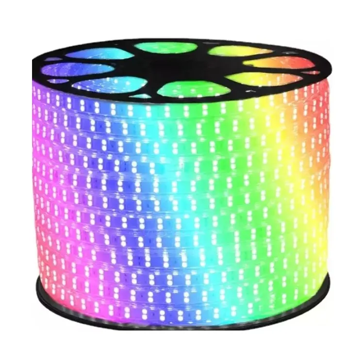 새로운 도매 Led RGB 색상 변화 분위기 빛 스트립 5050 심포니 220v 야외 방수 Led 유연한 빛 스트립 2024
