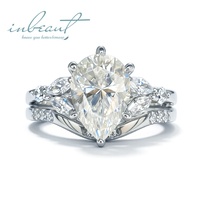 Nouvel Arrivage Bague en Argent 925 avec Moissanite D Color de 2 Carats, Coupe Poire Brillante, Testée et Certifiée, pour Femme, Bijoux Fins