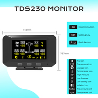 Système de surveillance de la pression des pneus Porcsi Trucks TPMS TDS230 avec capteur externe, écran LCD, ABS + alliage d'aluminium