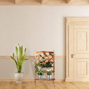 Étagère à fleurs en <span class=keywords><strong>bois</strong></span> émaillée à 2 niveaux, étagère en <span class=keywords><strong>bois</strong></span> flammé, support pour pots de fleurs, 25x35x49cm, design élégant - Product Image 2