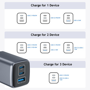 <span class=keywords><strong>Chargeur</strong></span> GaN 65W avec certification CE européenne, ports USB-C/USB-A, compatible avec les téléphones 17 et 18, charge <span class=keywords><strong>rapide</strong></span> PD QC30 - Product Image 4