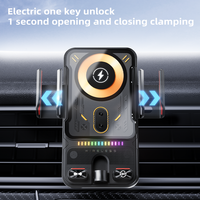 Support de téléphone de voiture OEM personnalisé avec chargeur sans fil 15W à capteur G, bras mécanique flexible et stabilisateur à hauteur réglable