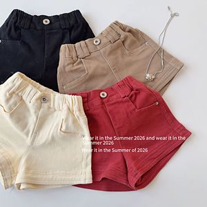 Shorts da <span class=keywords><strong>bambina</strong></span> in denim tinta unita beige, rosso, nero, marrone - Collezione Estate 2026 - Product Image 2