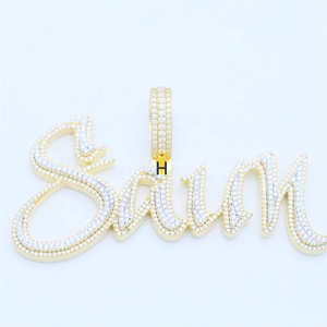 Colgante de Letras del Alfabeto Inglés Personalizado de Hip Hop, Joyería de Rapero, Chapado en Oro, con Piedras de Circonita Cúbica, Colgante de Letra con Incrustaciones de Piedras - Product Image 3