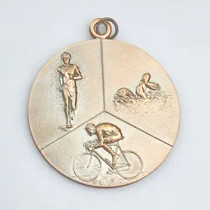 Design Free 3D Metal Sports Medal Custom Duathlon Triathlon Finisher Bronze Award Medal And Trophies