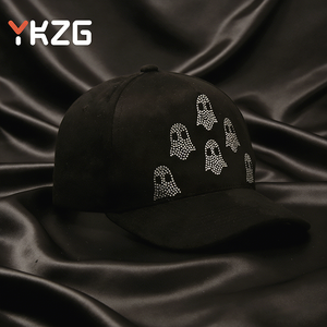 قبعة بيسبول عالية الجودة من 5 قطع مصنوعة من الجلد المدبوغ للأعمال والجولف، مزينة بأحجار الراين اللامعة بنمط شبحي، قبعة مكسيكية 31 إل ماجو داني - Product Image 3