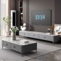 Ensemble de meubles de salon de luxe en bois et marbre avec meuble TV LCD et table basse, avec rangement, pour la décoration intérieure