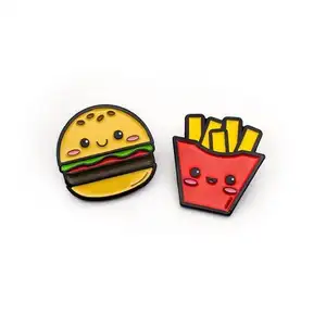 Personalizado precio bajo moda divertido China proveedor fábrica dibujos animados lindo comida esmalte pines patatas fritas forma Metal solapa pines