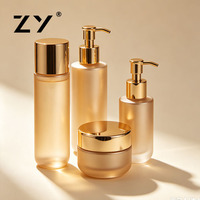Flacon pompe cosmétique 200 ml en verre doré avec vaporisateur, forme carrée ou ronde, vide, volumes 30 ml, 50 ml, 10 ml, boîte diffuseur incluse
