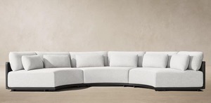 Conjunto de Muebles de Jardín Curvos Modernos Personalizados con Brasero Exterior, Estructura de Cuerda Negra, Cojines Impermeables, Sofá de Conversación para Patio, Villa o Jardín - Product Image 5
