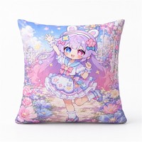 Taie d'oreiller personnalisable en tissu peau de pêche, motif dessin animé |   Housse de coussin de canapé imprimée par sublimation