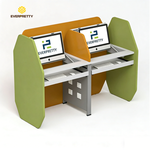 Muebles Escolares de Diseño Moderno y Colorido Personalizados, Mesa de Laboratorio de Computación <span class=keywords><strong>para</strong></span> Aula y Biblioteca con Separador <span class=keywords><strong>para</strong></span> Dos Estudiantes - Product Image 2