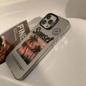Funda de teléfono de silicona con diseño de árbol de coco al atardecer para iPhone 16 15 14 13 12 11 Pro Max Plus, funda de Color caramelo a prueba de golpes - Product Image 2