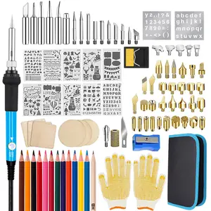 Kits de combustion du bois 110 pièces, outils de calligraphie, stylo à température réglable avec pointes de soudage de sculpture