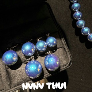 Collar de Perlas de Agua de Mar Japonesas con Tono Azul Barroco, Plata de Tungsteno y Perla Rosa, Pulsera de Estilo Antiguo - Product Image 4