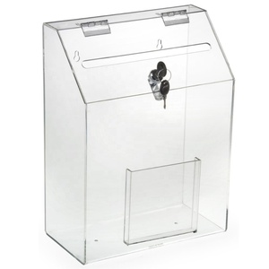 Wall Mounted Lockable Acrylic Donation <strong>Suggestion</strong> Ballot <strong>Box</strong> With Card Holder - Product Image 5
