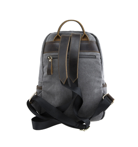 17SC-6355D gris clásico calidad lienzo mochila de viaje de Caballo Loco de hombro de cuero de <span class=keywords><strong>la</strong></span> <span class=keywords><strong>vaca</strong></span>, bolsa de paquete - Product Image 3