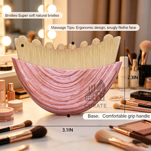 Brosse nettoyante visage à poils doux naturels, masseur facial pour drainage lymphatique, brosse ergonomique hypoallergénique pour sculpter le contour du visage - Product Image 4
