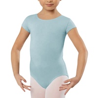 Maillot de Ballet MiDee de Algodón Suave para Niñas, con Cuello Redondo, Mangas Cortas y Espalda Descubierta en U para Entrenamiento de Danza