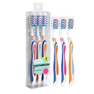 Brosse à dents OralVita, lot de 3, poils moyens, manche ergonomique, usage domestique - Product Image 1