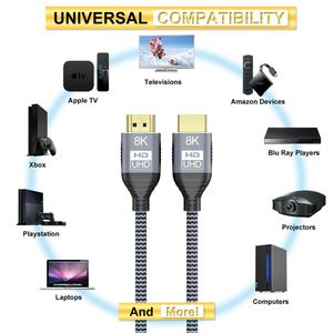 Câble de données HD <span class=keywords><strong>8K</strong></span> HDTV 4k de haute qualité tresse en PVC Compatible PS5 Xbox Series X <span class=keywords><strong>Apple</strong></span> <span class=keywords><strong>TV</strong></span> 4K Stock Home cinéma Audio 2M - Product Image 3