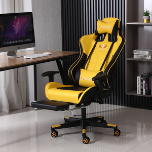 Silla de Juego Tingji, Silla de Oficina Ergonómica Reclinable Giratoria de Cuero PU con Reposapiés para Sala de Estudio o Espacio Comercial - Product Image 1
