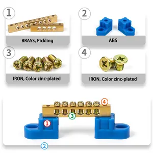 6*9 8*12 Fixed/adjustable Support Bridge Nature Ground Busbar Blue Brass 4/6/8/10/12 Hole Terminal Block