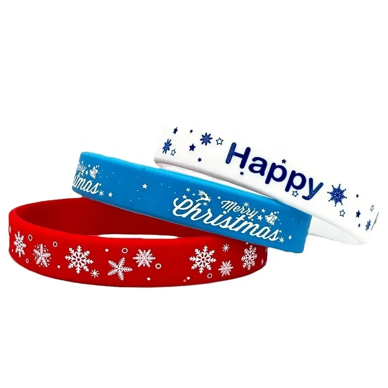 Kerst Siliconen Armband Polsband Afdrukken Cartoon Patronen Vakantie Feest Mannen En Vrouwen Geschenken Een Verscheidenheid Aan Groothandel