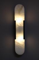 Lámpara de Pared de Latón y Alabastro XZ, Aplique LED de Lujo, Iluminación Decorativa Interior para Sala de Estar, Dormitorio, Baño, Pasillo, Espejo, Luz Dorada