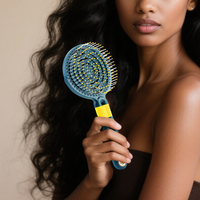 Brosse à cheveux professionnelle OEM incurvée et ventilée, fonction démêlante et séchante, avec peigne à queue, manche en nylon, peignes de soin capillaire emballés