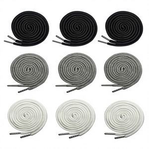 Cordon de remplacement 100 % nylon enduit avec enfileur facile pour sacs à vêtements et chaussures (Gris Noir Blanc) - Product Image 1