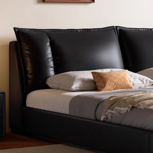 <span class=keywords><strong>Cama</strong></span> Matrimonial de Cuero Negro de Lujo Moderno Italiano Zayshine, <span class=keywords><strong>Cama</strong></span> Extra Grande de 1.8 Metros, Tamaño Queen/King, con Almacenamiento, <span class=keywords><strong>Cama</strong></span> Doble Suave - Product Image 5