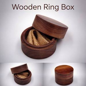 Eco-Friendly linen Slot Engagement <b>Ring</b> Holder Wooden <b>Ring</b> <b>Box</b> Wedding <b>Ring</b> Storage <b>Box</b> with Magnetic Lid for Jewelry Display - Product Image 3