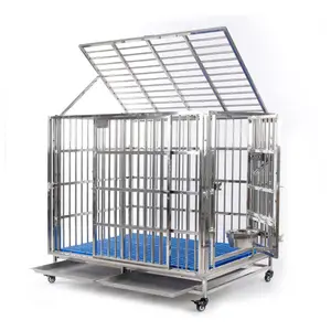 Personnalisé en gros double porte de haute qualité luxe grande cage pour chien en acier inoxydable