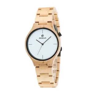 Ready to ship gift wooden watches quartz beige bamboo man wrist wood watch for men and women engraved logo custom wood watch